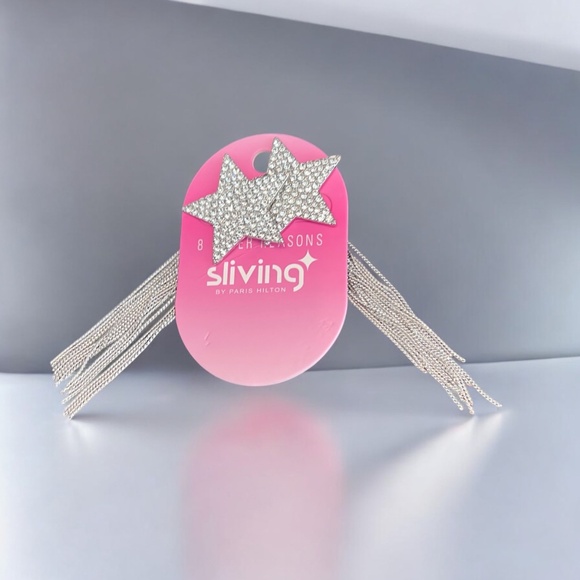 Sliving by Paris Hilton Star Drop Earrings Silver NEW - Picture 3 of 5